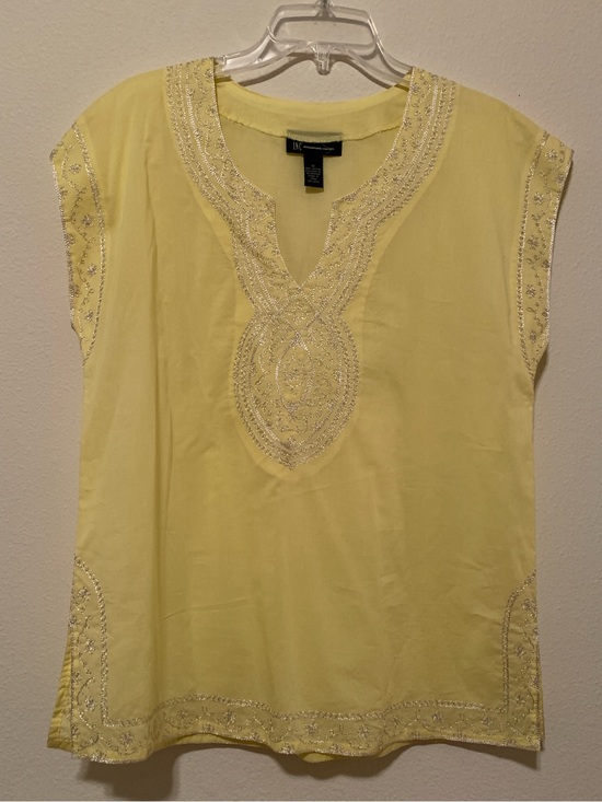 INC International Concepts Tops - Yellow Hindu-Themed Top